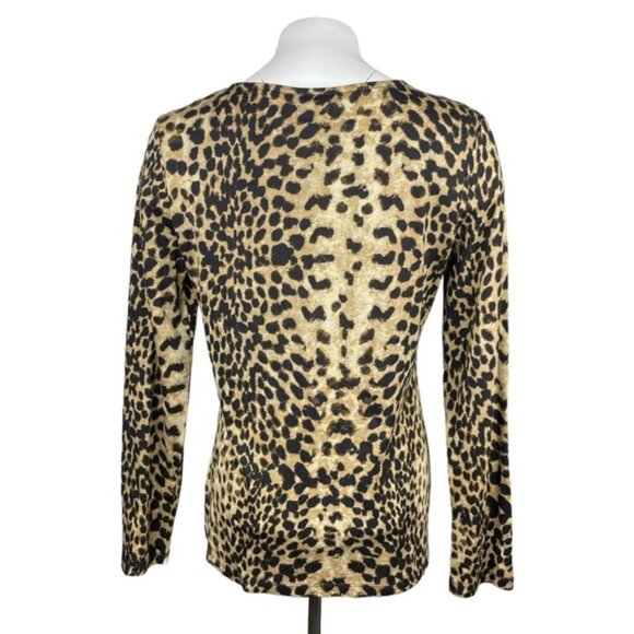 NWT ANNE KLEIN Cheetah Print Zip Long Sleeve Sz Large - Picture 3 of 4